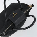 PRADA Hand Bag Nylon Black Gold Auth 154590-6