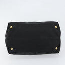 PRADA Hand Bag Nylon Black Gold Auth 154590-9
