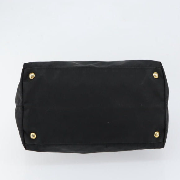 PRADA Hand Bag Nylon Black Gold Auth 154590