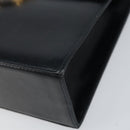 Salvatore Ferragamo Gancini Shoulder Bag Leather Navy Gold Auth 154591-9