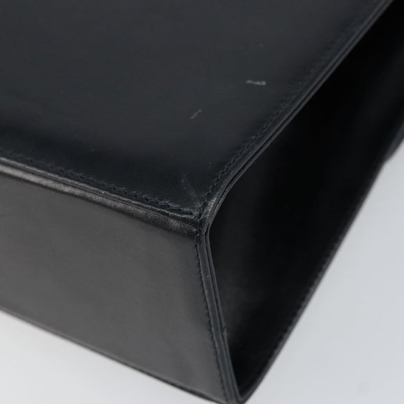 Salvatore Ferragamo Gancini Shoulder Bag Leather Navy Gold Auth 154591