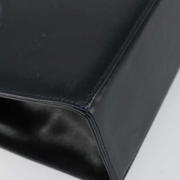 Salvatore Ferragamo Gancini Shoulder Bag Leather Navy Gold Auth 154591