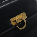 Salvatore Ferragamo Gancini Shoulder Bag Leather Navy Gold Auth 154591-17