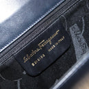 Salvatore Ferragamo Gancini Shoulder Bag Leather Navy Gold Auth 154591-12