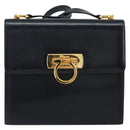 Salvatore Ferragamo Gancini Shoulder Bag Leather Navy Gold Auth 154591-13