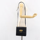 Salvatore Ferragamo Gancini Shoulder Bag Leather Navy Gold Auth 154591-22