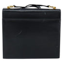 Salvatore Ferragamo Gancini Shoulder Bag Leather Navy Gold Auth 154591-2