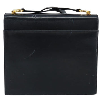 Salvatore Ferragamo Gancini Shoulder Bag Leather Navy Gold Auth 154591 - 0