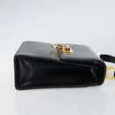 Salvatore Ferragamo Gancini Shoulder Bag Leather Navy Gold Auth 154591-3