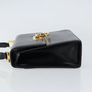 Salvatore Ferragamo Gancini Shoulder Bag Leather Navy Gold Auth 154591-4