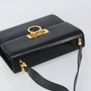 Salvatore Ferragamo Gancini Shoulder Bag Leather Navy Gold Auth 154591-6
