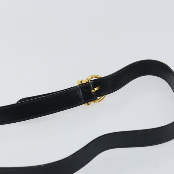 Salvatore Ferragamo Gancini Shoulder Bag Leather Navy Gold Auth 154591