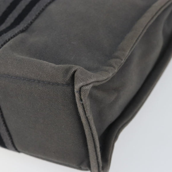 HERMES Fourre ToutPM Hand Bag Canvas Gray Silver Auth 154596