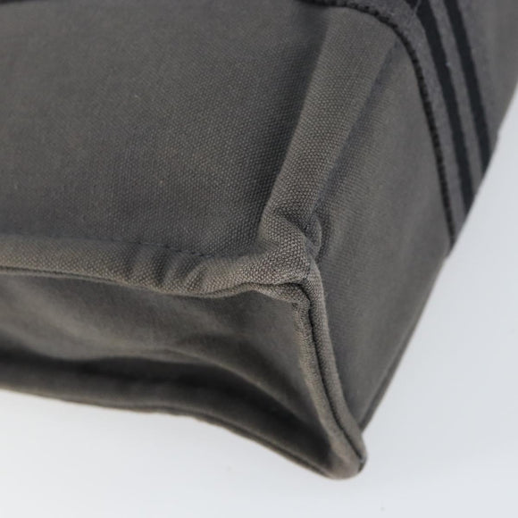 HERMES Fourre ToutPM Hand Bag Canvas Gray Silver Auth 154596