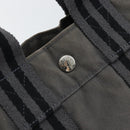 HERMES Fourre ToutPM Hand Bag Canvas Gray Silver Auth 154596-14