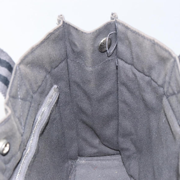 HERMES Fourre ToutPM Hand Bag Canvas Gray Silver Auth 154596