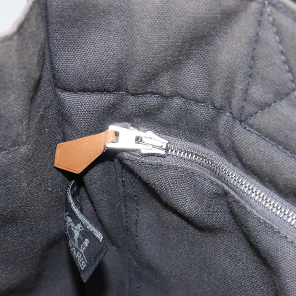 HERMES Fourre ToutPM Hand Bag Canvas Gray Silver Auth 154596