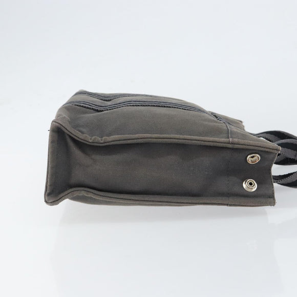 HERMES Fourre ToutPM Hand Bag Canvas Gray Silver Auth 154596