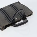 HERMES Fourre ToutPM Hand Bag Canvas Gray Silver Auth 154596-6