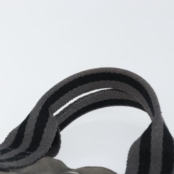 HERMES Fourre ToutPM Hand Bag Canvas Gray Silver Auth 154596