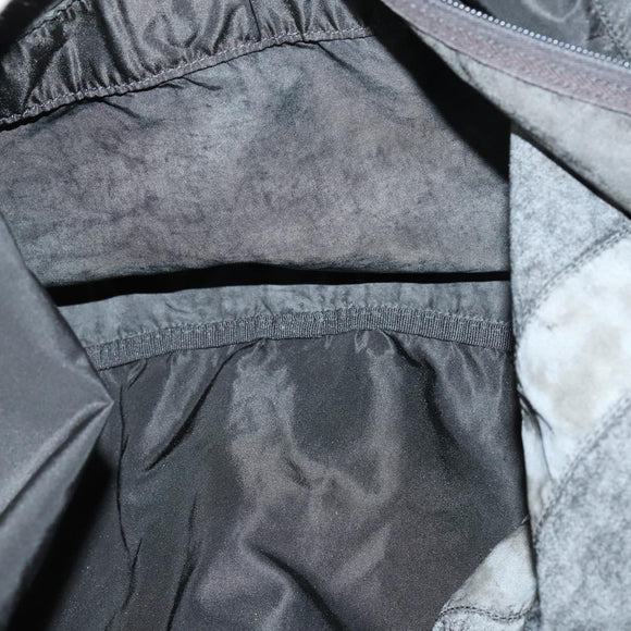 PRADA Boston Bag Nylon 2way Black Silver Auth 154610