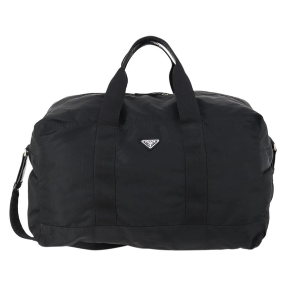 PRADA Boston Bag Nylon 2way Black Silver Auth 154610