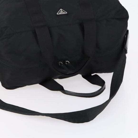 PRADA Boston Bag Nylon 2way Black Silver Auth 154610