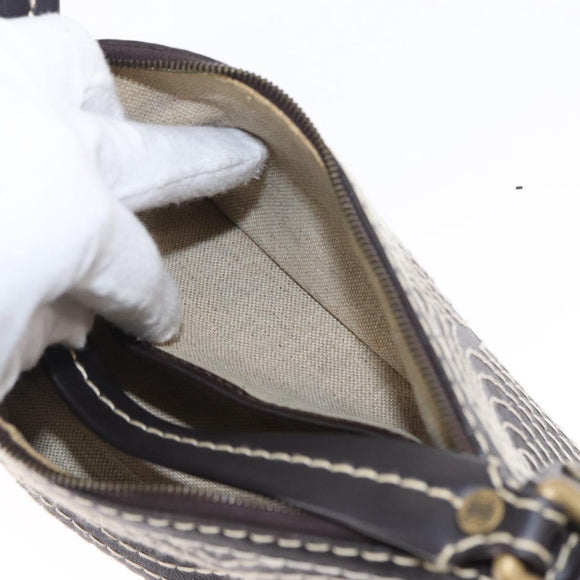 CELINE Accessory Pouch Canvas Brown Auth 154612V