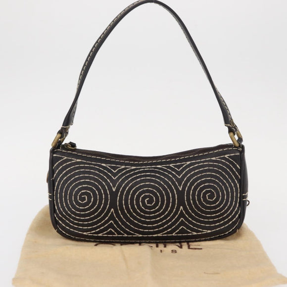 CELINE Accessory Pouch Canvas Brown Auth 154612V