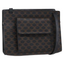 CELINE Macadam Canvas Shoulder Bag PVC Leather Black Gold Auth 154614-1