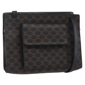 CELINE Macadam Canvas Shoulder Bag PVC Leather Black Gold Auth 154614