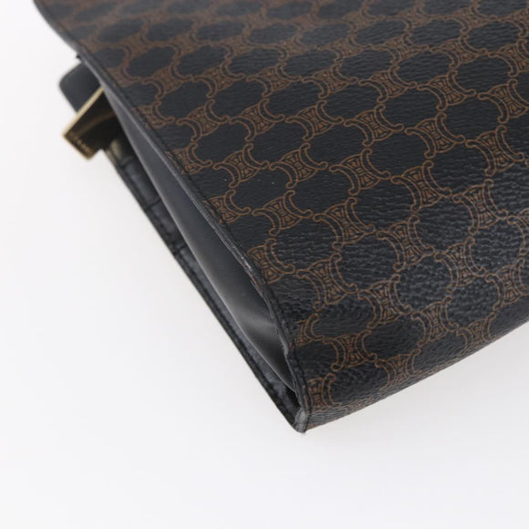 CELINE Macadam Canvas Shoulder Bag PVC Leather Black Gold Auth 154614