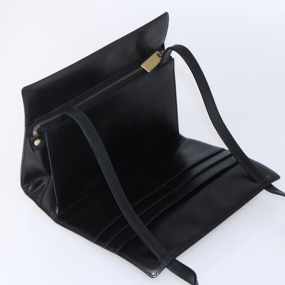 CELINE Macadam Canvas Shoulder Bag PVC Leather Black Gold Auth 154614