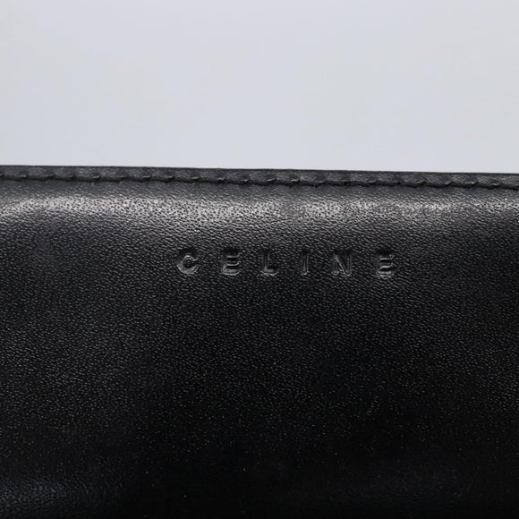 CELINE Macadam Canvas Shoulder Bag PVC Leather Black Gold Auth 154614