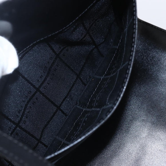 CELINE Macadam Canvas Shoulder Bag PVC Leather Black Gold Auth 154614