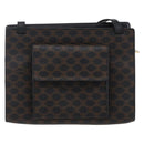 CELINE Macadam Canvas Shoulder Bag PVC Leather Black Gold Auth 154614-2