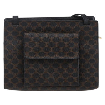 CELINE Macadam Canvas Shoulder Bag PVC Leather Black Gold Auth 154614 - 0