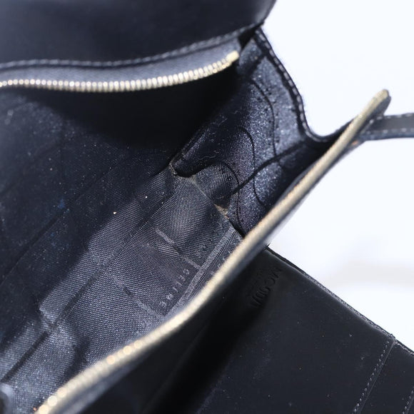 CELINE Macadam Canvas Shoulder Bag PVC Leather Black Gold Auth 154614