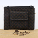 CELINE Macadam Canvas Shoulder Bag PVC Leather Black Gold Auth 154614-25