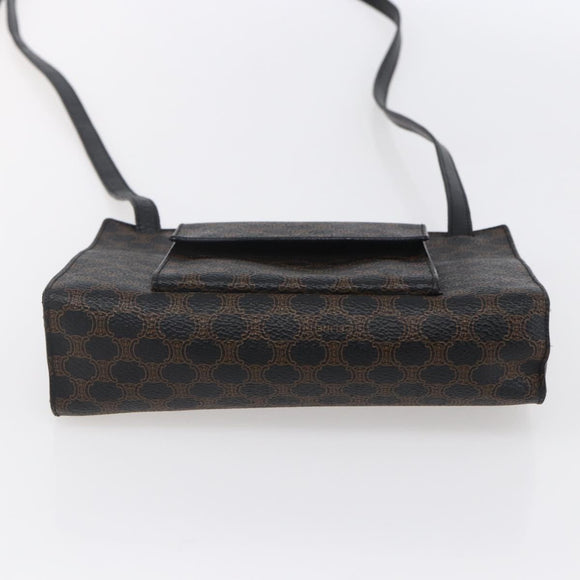 CELINE Macadam Canvas Shoulder Bag PVC Leather Black Gold Auth 154614