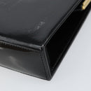 SAINT LAURENT Hand Bag Enamel Black Gold Auth 154615-15