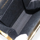 SAINT LAURENT Hand Bag Enamel Black Gold Auth 154615-10