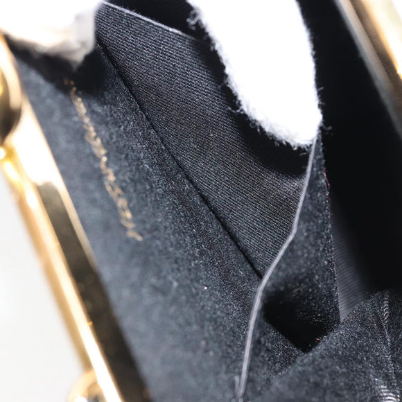 SAINT LAURENT Hand Bag Enamel Black Gold Auth 154615