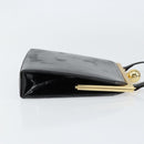 SAINT LAURENT Hand Bag Enamel Black Gold Auth 154615-3