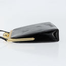 SAINT LAURENT Hand Bag Enamel Black Gold Auth 154615-4