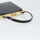 SAINT LAURENT Hand Bag Enamel Black Gold Auth 154615-7