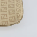 FENDI Zucchino Canvas Shoulder Bag Beige Silver Auth 154619-15
