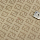 FENDI Zucchino Canvas Shoulder Bag Beige Silver Auth 154619-9