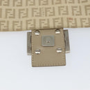 FENDI Zucchino Canvas Shoulder Bag Beige Silver Auth 154619-20