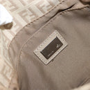 FENDI Zucchino Canvas Shoulder Bag Beige Silver Auth 154619-21